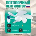 Люстра вентилятор DREAMFAN Smart White RC 76 90207DFN, 1 плафон, Е14, диаметр 76 см