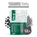 Наполнитель для кошачьего туалета комкующийся Pet-it растительный соевый тофу (tofu) угольный без аромата 12 л