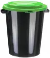 Бак для отходов Idea 40 л пластик, черный с зеленой крышкой М 2392