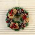 Новогодний венок Уютная сказка 26 см, зелёный заснеженный уличный венок с шишками и ягодами, рождественское декоративное украшение с белым напылением на дверь для дома