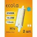 2 шт. Лампа Ecola для прожектора R7s J118 F118, LED Экола светодиодная 14W, 118mm, 6500K яркий белый свет, 220V