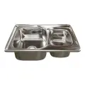 Врезная кухонная мойка 70х70см, Mixline 50х70 (0,8) 2-х 3 1/2, нержавеющая сталь/глянец