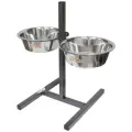 Зооник комплект подставка квадратная+металлические миски 2 х 2,6л
