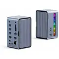 Многопортовая док-станция Hagibis , USB-концентратор 14 в 1, со светодиодной лентой RGB (U100 Pro)