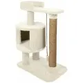 Игровой комплекс для кошек, когтеточка с домиком и лежанкой Котейка ваниль