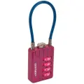 Замок багажный кодовый (для багажа) с тросом, цвет розовый, дужка 3мм аллюр ВС1КТ-30/3 (H2)