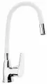 Смеситель для кухни RC014W, однорычажный, гибкий излив, цинк, белый, хром