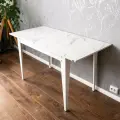Стол обеденный раздвижной Donini Мрамор Кристалл/Белые ноги. Стол кухонный раскладной. Кухонный стол.