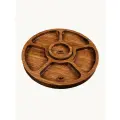 Менажница деревянная круглая 25 см из натурального дуба с соусником