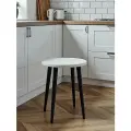 Табурет Mr. Koff, круглый, для кухни, белый/черные ножки, МДФ/металл, 1шт
