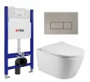 Комплект 3 в 1 инсталляция Enio Tecnico 50 EN8050050 + Унитаз подвесной Акватек Вега AQ1905-00 + кнопка матовая нержавеющая сталь Rettangolo