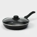 Сковорода Consul, d 24 см, стеклянная крышка, пластиковая ручка, антипригарное покрытие, алюминий, чёрная