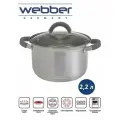 Кастрюля 2.2 л, 16 см, из нержавеющей стали со стеклянной крышкой WEBBER BE-356/2