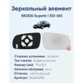 Зеркальный элемент правый SKODA Superb I (02-06) асферика нейтральный с обогревом