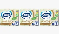 Бумага туалетная Zewa Natural Soft, 4-х слойная, 4 шт в упаковке, 3 уп