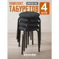 Табурет для кухни мягкий круглый, табуретки 4 шт. черные SkanDy Factory