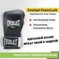 Перчатки тренировочные Everlast Powerlock черные с белым, вес 18 унций, арт.2200857