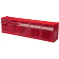 Короб откидной Стелла-техник F-600-5 , 600х140х168мм, 5 ячеек, красный, прозрачный