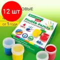 Комплект 12 шт, Краски пальчиковые для малышей от 1 года, 4 цвета по 40 мл, BRAUBERG KIDS, 192278