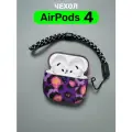 Чехол на airpods 4, для наушников айрподс 4, защитный кейс силикон soft-touch , с принтом