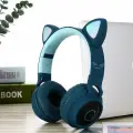 YOU CAT-BT028C темно-синие. Беспроводные наушники cat ear с ушками кошки и подсветкой.