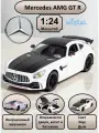 Машинка металлическая инерционная, игрушка детская для мальчика коллекционная модель 1:24 Mercedes-Benz AMG GT R ; Мерседес белый; черный с дымом