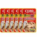 Inaba Ciao Kinnodashi Влажный корм для кошек Тунец Магуро и тунец Кацуо с крабом сурими 60г*6шт