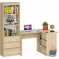 Стеллаж-комод три ящика СВК Мори МСТ-1600 с угловым компьютерным столом тумба справа дуб сонома, 184,8х84,9х179,6 см.