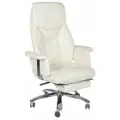 Кресло руководителя Norden Парламент, обивка экокожа, цвет слоновая кость, выдвижная опора для ног