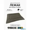 Лежак-подстилка антивандальная для кошек и собак размер 80х60х3см, коричневый велюр, периотек