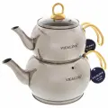 Чайник Vicalina VL-AA02, двойной, турецкий, нержавеющая сталь, серебристый, 1,2л+2л