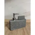 Кухонный диспенсер Kitchen для моющего средства , дозатор для мыла с губкой, рельефный серый