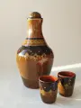 Винтажный советский графин-штоф , две рюмки. Керамика. СССР.