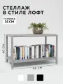 Стеллаж CUBE в стиле лофт металлический, 2 полки, 35х65x40 см, Серый, Delta-Loft