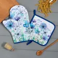 Прихватки Этель Blue Flowers, варежка 20х28 см, 19х19 см, 100% хлопок, 2 шт
