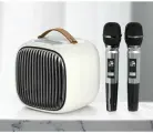 Караоке колонка MADMIC M-12 - два радиомикрофона, USB, Bluetooth, AUX in/out, оптический/коаксиальный вход