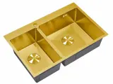 Мойка кухонная SKS 78-2-51-R BRONZE бронза золотистая, в комплекте с накладкой на выпуск, полная шумоизоляция