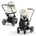 Коляска модульная, универсальная Priam IV Chrome Brown 2 в 1 Off White (шасси хром коричневый, цвет белый)