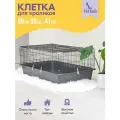 Клетка PetTails кролик №1, складная, 1 этаж, шаг прута 25мм, 98х58х41см, сер-черн
