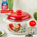 Кастрюля эмалированная Золотой петушок, 7,5л
