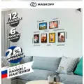 Семейные фоторамки для фотографий 21 х 30 см + В подарок 12 наклеек, набор рамок для фото А4, пластик, коричневый, 21х30 см, MASKOFF, 6 шт.