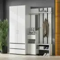 Комплект прихожей с зеркалом SV-Мебель Токио, Белый текстурный, ЛДСП, с зеркалом