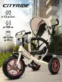Велосипед детский трехколесный CITYRIDE с фарой, колеса надувные 12/10, поворотное сиденье, свет/звук, CR-B3-05BG