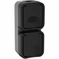 Розетка Iek 2-м ОП TORS 16А IP55 TS132 вертик. с заземл. с крышкой графит , TS-R26-16-55-V-K53
