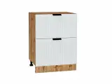 Шкаф нижний с 2-мя ящиками Евро Лайн, цвет фасада Белый, цвет каркаса Дуб Вотан, 816*600*478 мм