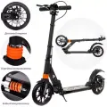 Городской самокат Scooter Disk Brake 2024 с ручным дисковым тормозом и амортизаторами Чёрный