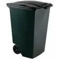 Мусорный бак уличный 120 литров на колесах с крышкой, темно-зелёный