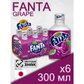 Fanta Grape, 0.3 л, 6 шт, металлическая бутылка (газированный напиток Фанта Виноград, жб, Япония)
