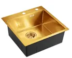 Мойка EMAR, нержавеющая сталь, квадратная, 45х45х20 см, golden