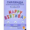 Надпись-гирлянда из воздушных шаров HAPPY BIRTHDAY в надутом виде для фотозоны - цветная 1шт